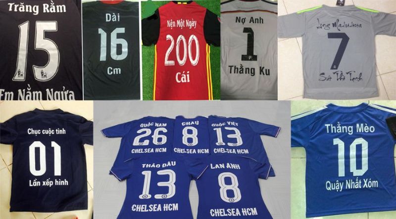 Tên áo bóng đá bựa hài hước