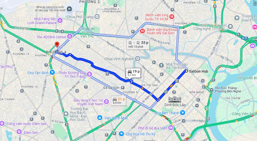 Bản đồ đường đi nhà thi đấu Tân Bình